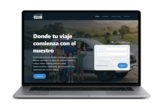 Mockup de sitio web desarrollado por Web Cromática en una notebook